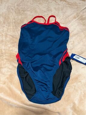 Waterpro Navy and Red One-Piece Performance Swimsuit Women’s 40/XL